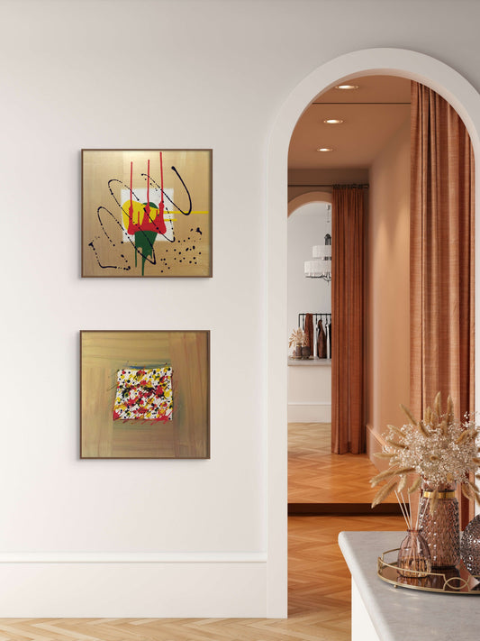 Astratto Acrilico su tela 50 x 50 x 2 Coppia